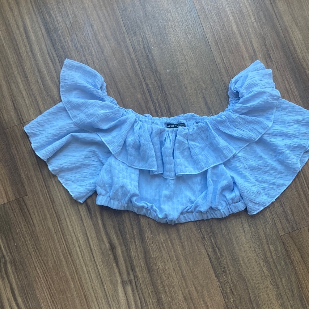 ♻️ Elegant Blue Off-Shoulder Top